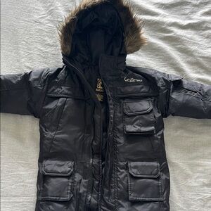 Karl Kani Kids Black Puffer Jacket with Faux Fur Hood